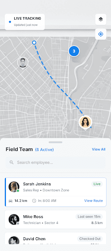 Field team live tracking map
