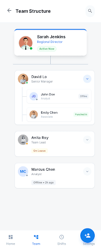 Interactive team organogram