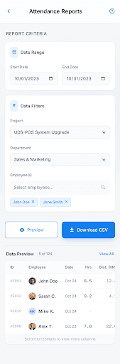 Admin attendance report generator